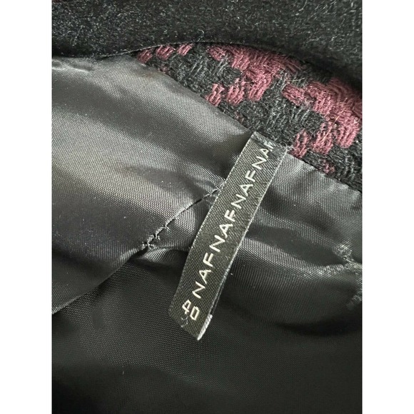 NAF NAF Houndstooth Crop Blazer Jacket Long Sleeve Purple/Black Size 40 / 8 US - Picture 5 of 5